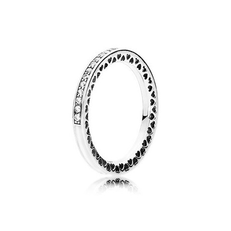 Pandora Anillo plata Corazones Radiantes esmalte blanco