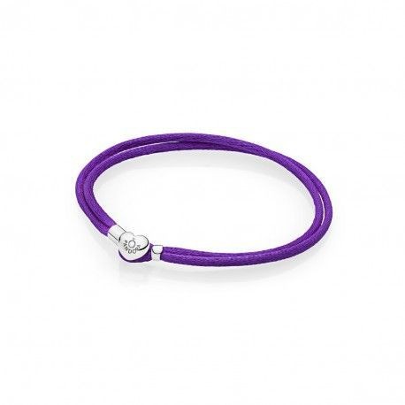 Pandora Pulsera Plata de ley y seda morada