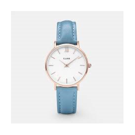 CLUSE Reloj Minuit 33mm CL30046 Rosè esfera blanca correa azul