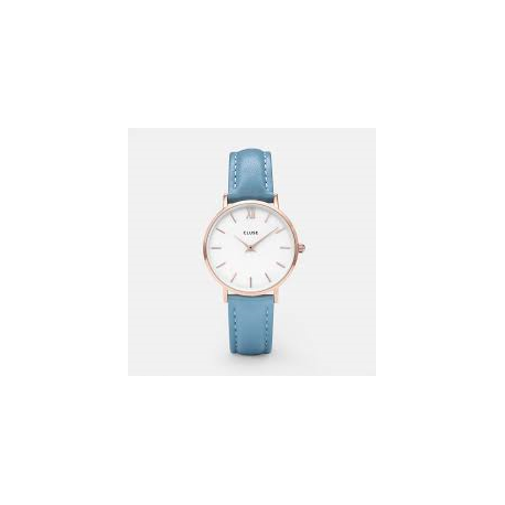 CLUSE Reloj Minuit 33mm CL30046 Rosè esfera blanca correa azul