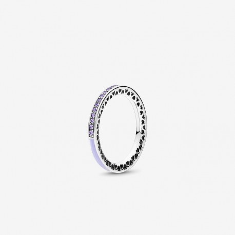 Pandora Anillo plata Corazones Radiantes esmalte lavanda 191011ACZ