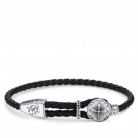 Thomas Sabo Pulsera de cuero brújula A1860-682-11