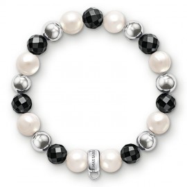 THOMAS SABO Pulsera Charm Negro, Blanco, Plata X0189-451-18