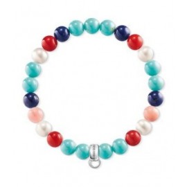 THOMAS SABO Pulsera Charm Azul, Rojo, Blanco X0214-946-7