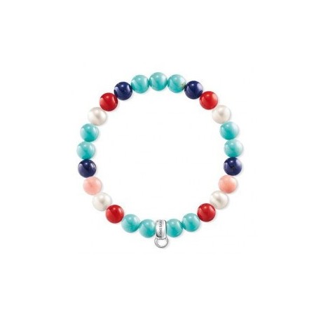 THOMAS SABO Pulsera Charm Azul, Rojo, Blanco X0214-946-7