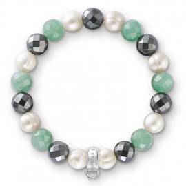 THOMAS SABO Pulsera Charm Verde, Blanco, Gris X0197-665-7