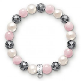 THOMAS SABO Pulsera Charm Rosa, Blanco, Gris X0188-581-7