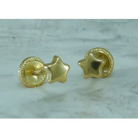 Pendientes oro 18k amarillo estrella 4,50mm