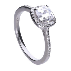 Anillo Diamonfire plata rosetón con forma cuadrada