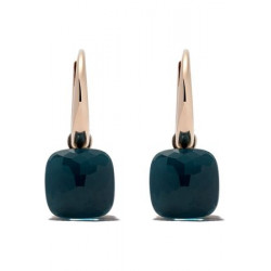 Pomellato Pendientes Nudo con Topacio Azul en oro rosa