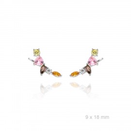 Pendientes trepadores plata circonita color TREP1-09