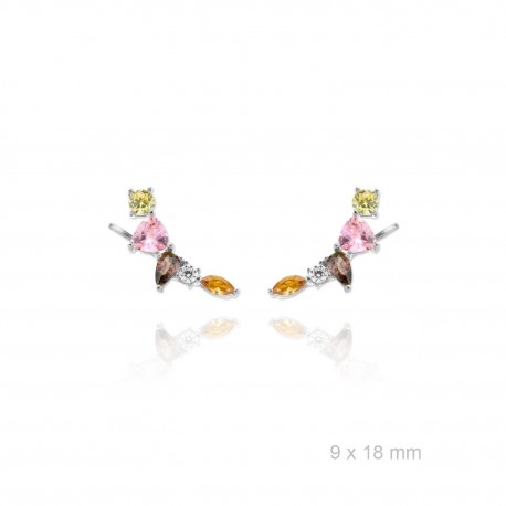 Pendientes trepadores plata circonita color TREP1-09