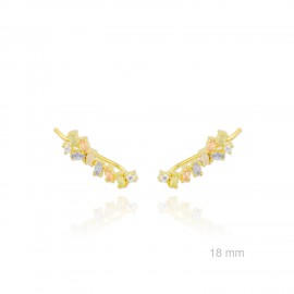 Pendientes trepadores plata baño oro circonita color TREP3-04