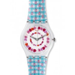 RELOJ SWATCH ROSES4U correa tela piel estuche especial