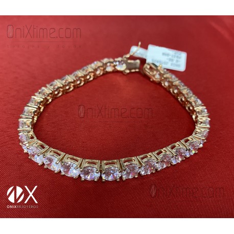 Pulsera flexible de bronce con perla grande