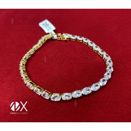 Pulsera flexible dorada circonita ovalada