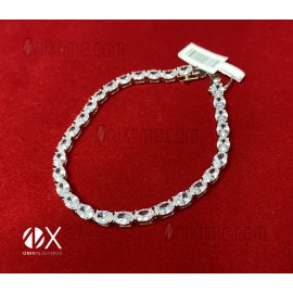 PULSERA FLEXIBLE PLATA CIRCONITA OVALADA GRANDE