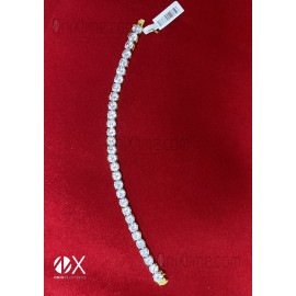 Pulsera flexible dorada circonita perla grande