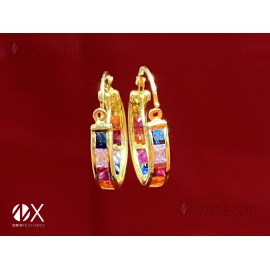 Pendiente aro oro 18k con circonitas multicolor