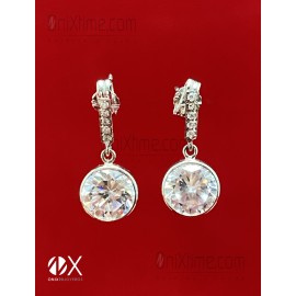 Pendientes de oro blanco 18k con circonitas semilargo