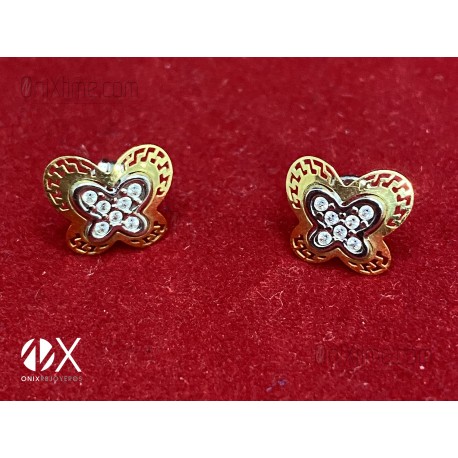 PENDIENTES ORO BLANCO Y ORO AMARILLO MARIPOSA