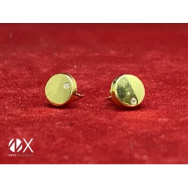 Pendientes oro 18k amarillo liso redondo con circonita