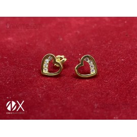 Pendientes oro 18k amarillo motivo corazón calado con circonitas