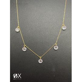 Gargantilla oro amarillo 18k con zirconitas redondas tránsparentes colgando