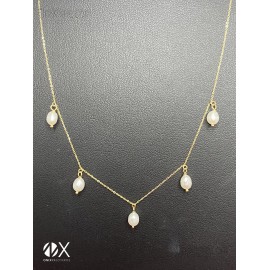 Gargantilla oro amarillo 18k con perlas de rio