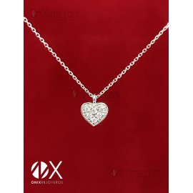 COLGANTE ORO BLANCO CON CORAZÓN DIAMANTES