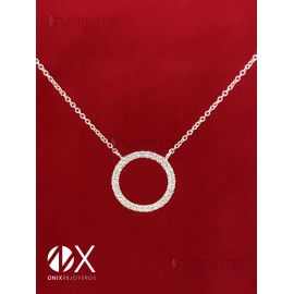 COLGANTE ORO BLANCO CON SILUETA CIRCULO DIAMANTES