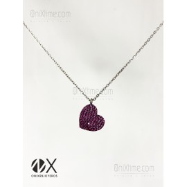 CADENA DE PLATA CON DETALLE DE CORAZÓN ROSA