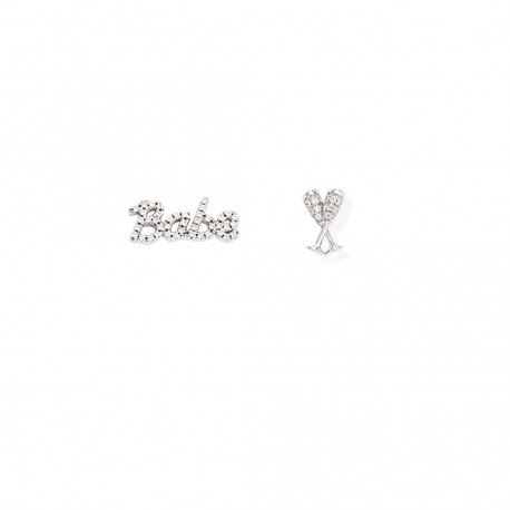 AMEN Pendientes plata rodio Letras Babe y Copas EF6